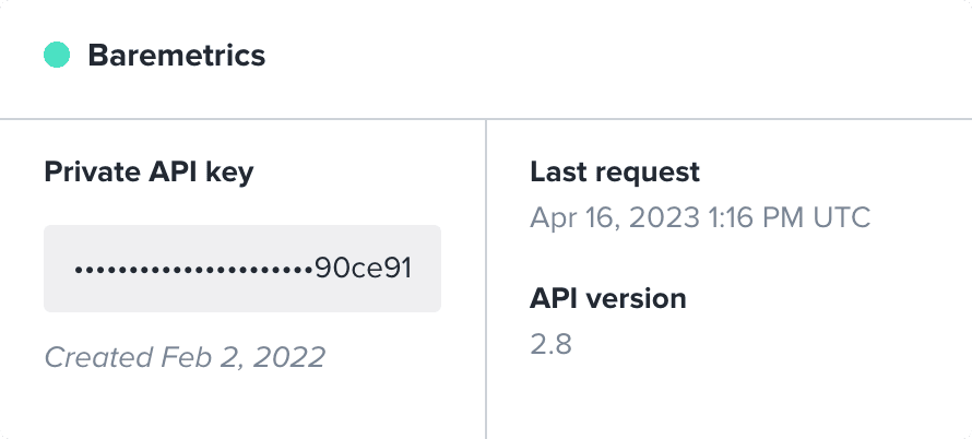Baremetrics Private Key
